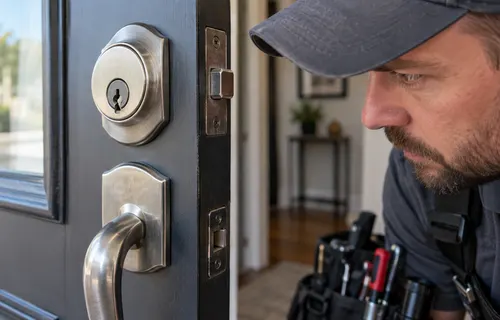 Locksmith removing a broken key from a lock