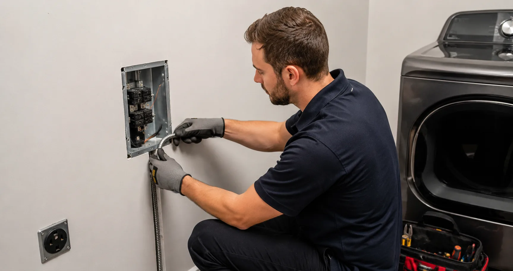 Electrician working on a dedicated electrical circuit
