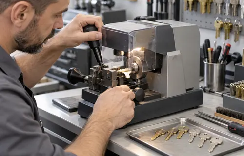 Locksmith preparing replacement keys