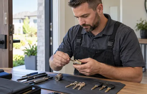 Locksmith rekeying a lock cylinder