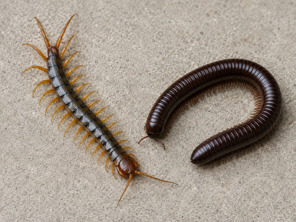 Centipede and millipede shown together