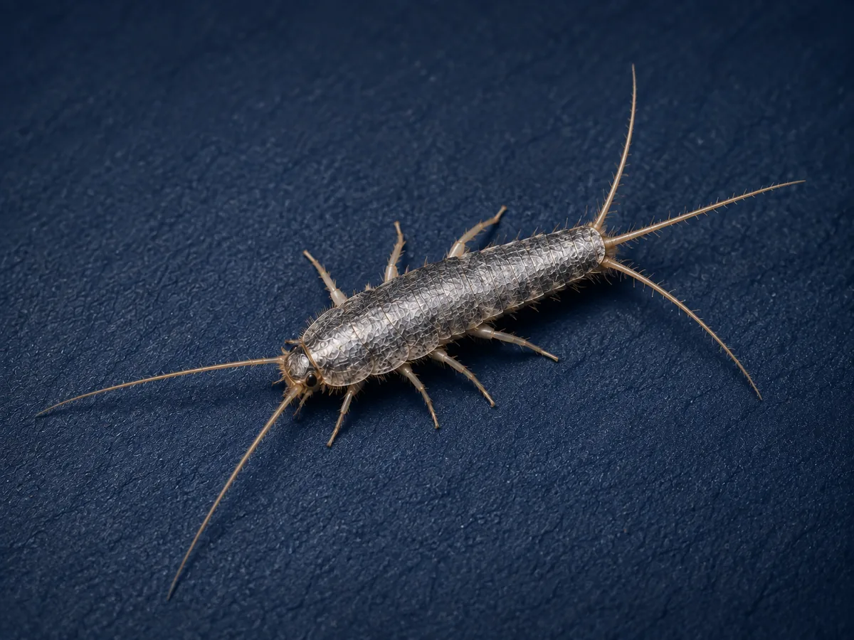 Close-up view of a silverfish