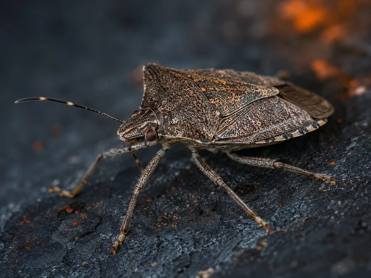 Close-up view of a stink bug