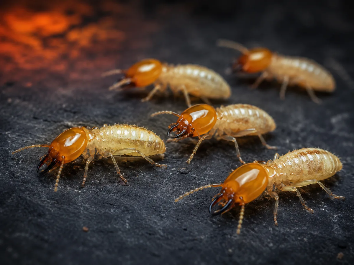 Termites shown on a wood surface