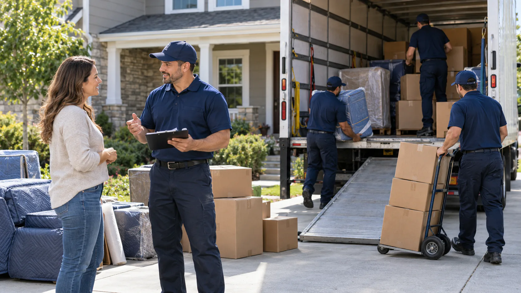 Movers loading a truck for a last-minute move