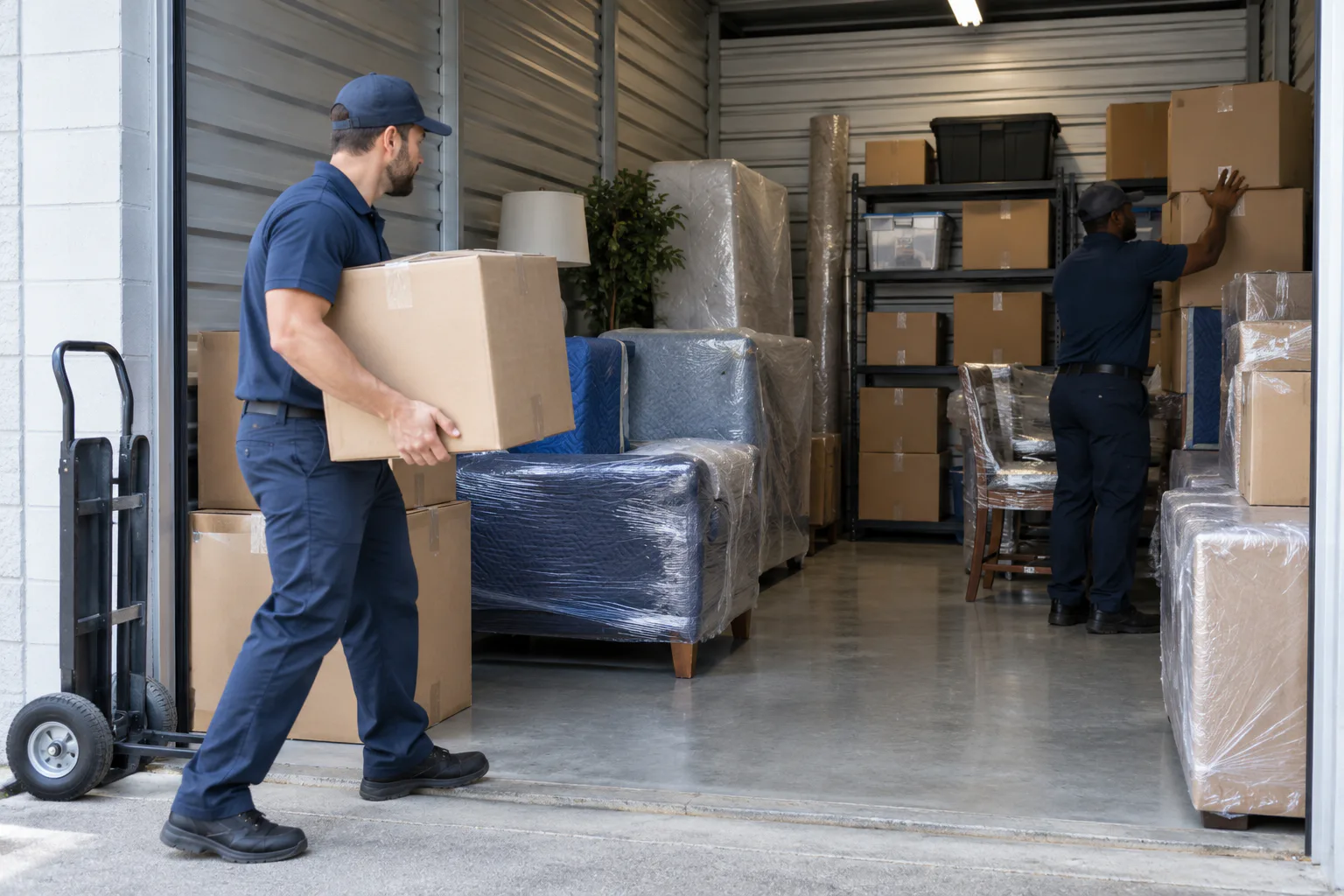 Packed moving boxes ready for short-term storage