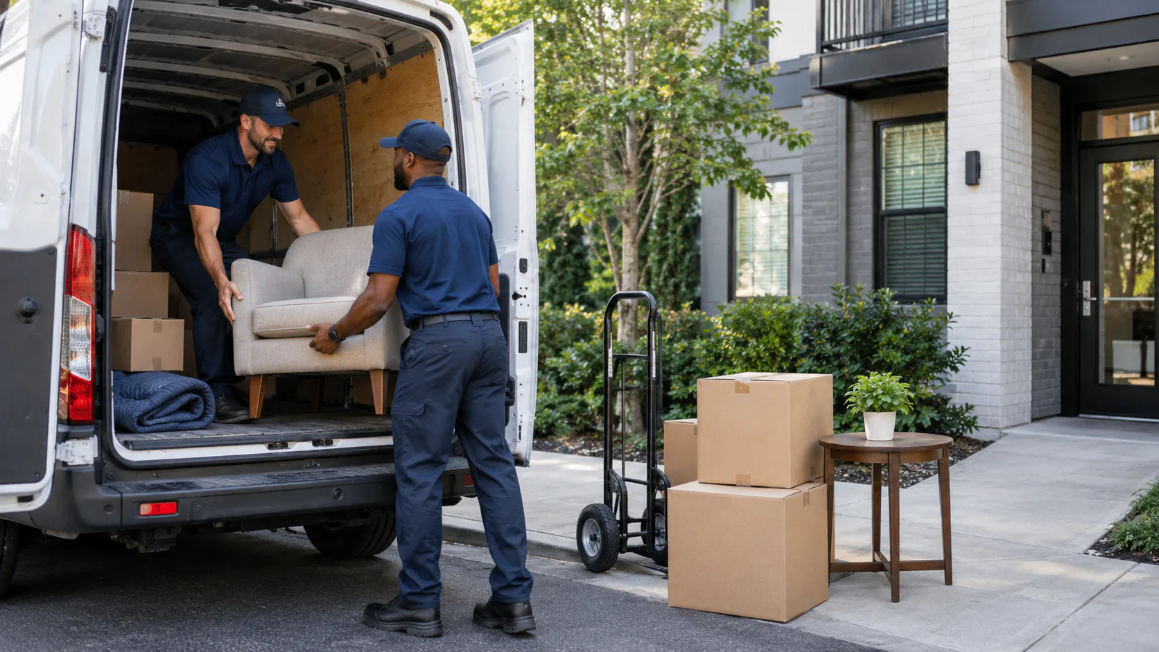 Moving crew handling a small residential move